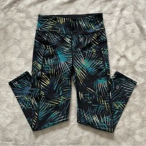 Sweaty Betty The Zero Gravity 7/8 Length Leggings Black Neon Tropical Si…
